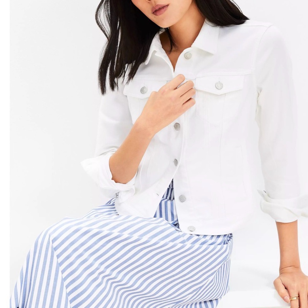 NWT LOFT Classic White Jacket with Silver Buttons